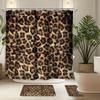 4Pcs Bathroom Shower Curtain Set  Leopard Bathroom Curtain With 12 Hooks Non Slip Rugs Toilet Cover Mat Bathroom Partition