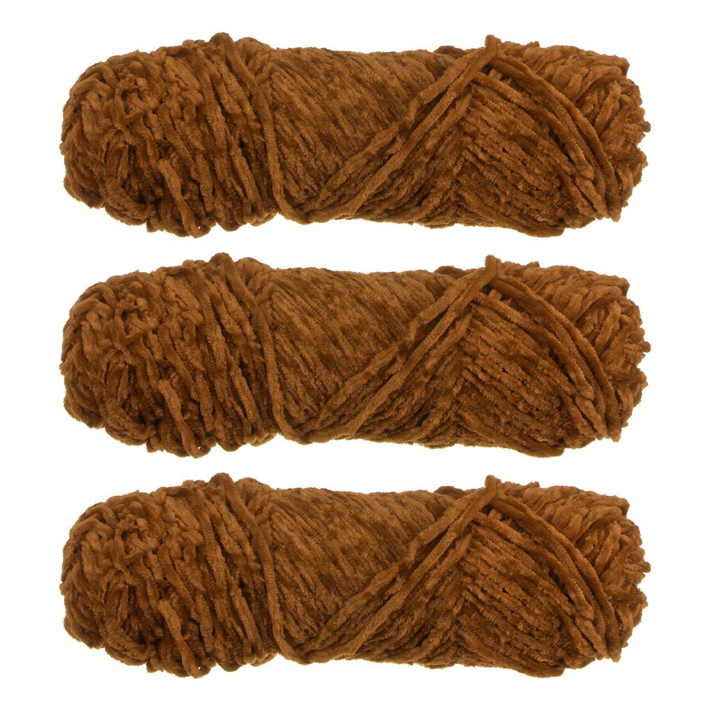 3 Skeins Chenille Yarn Soft Blanket Yarn Polyester Velvet Fancy Fluffy Yarn Knitting for Crochet Weaving Scarf, White