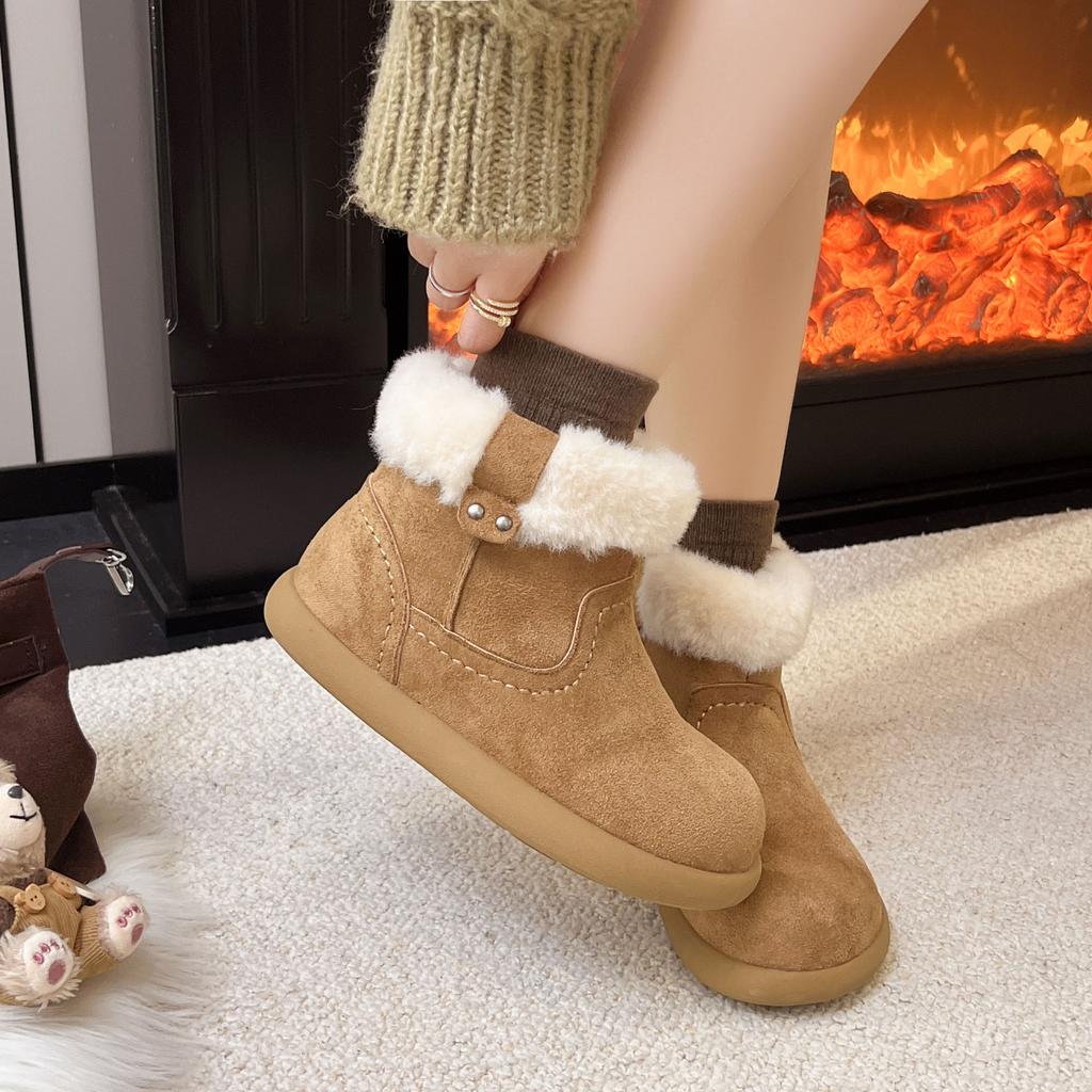 Dicksöhlige Schneestiefel Damen 2025 Winter neu Samt verdickt warm Nordost Baumwollschuhe Retro vielseitig kurze Damenstiefel