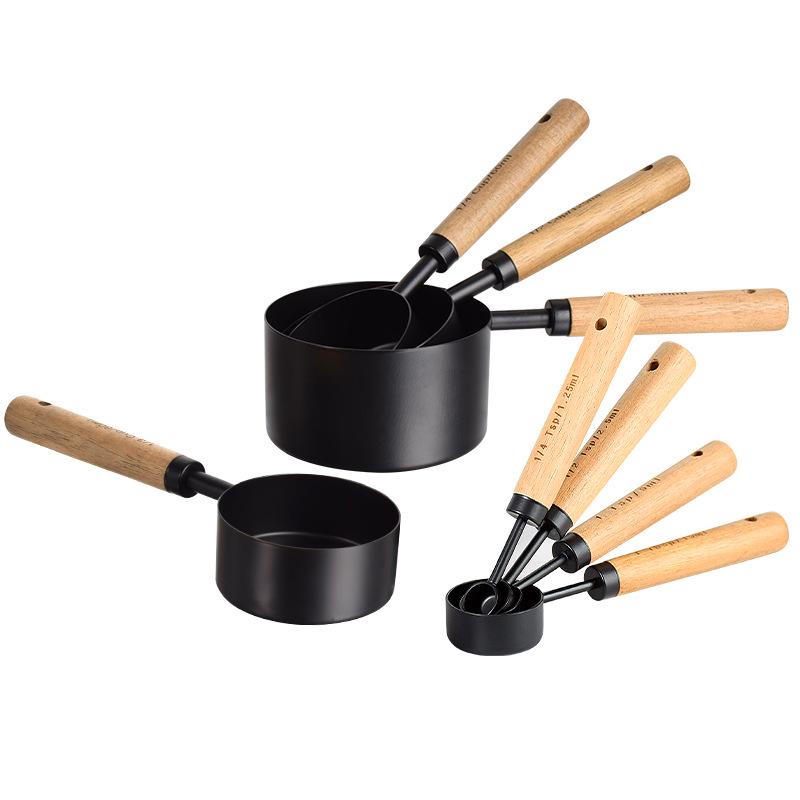 Belly Cup Rose Gold & Walnut Wood Measuring Spoon and Acacia Cup Set