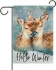 Hello Winter Reindeer Decorative Garden Ag, Snowy Cute Deer 12X18in