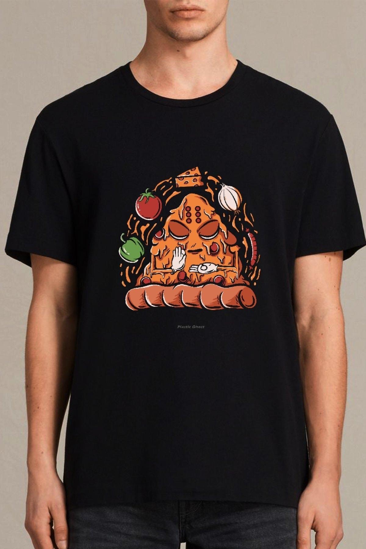 

Erkek Siyah Pizza Dilimi T-Shirt