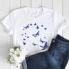 Butterfly Love Heart Print T Shirt Women Fashion Black T Shirt Female Short Sleeve Cute Graphic Tee Shirts Ladies Summer Tops