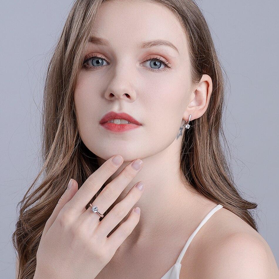 925 Sterling Silver Clip Earrings For Women Clear Zircon Gemstone Earrings Trend Solitaire Wedding Engagement Fine Jewelry