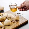 ABWR-10PCS Transparent Glass Creamer With Wooden Handle, Mini Coffee Milk Creamer Pitcher. 50Ml