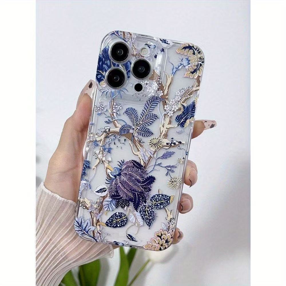 

Blue Gold Floral Ornament Art Phone Case for iPhone 17 16 15 14 13 12 11 Series Pro Max Plus Double Layer Protection iphone 14 Pro