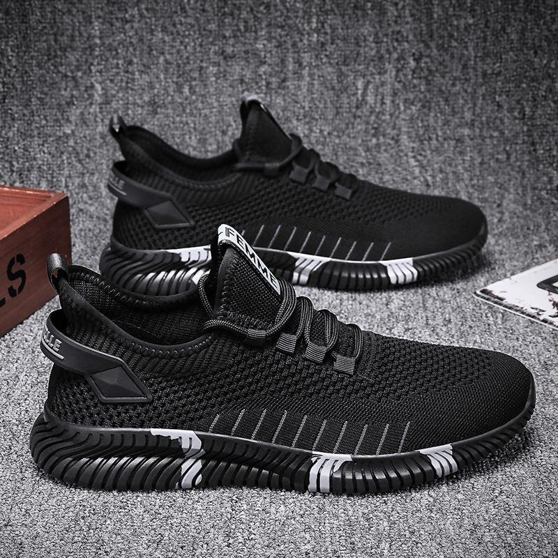 Summer new mesh shoes flying woven shoes casual sports shoes breathable board shoes lightweight one-pedal running shoes men's shoes