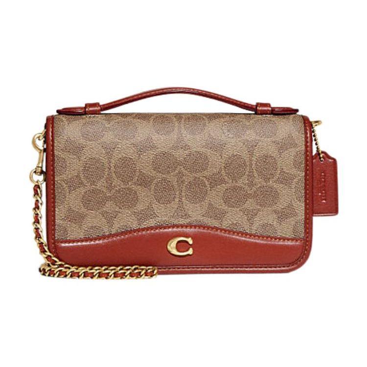 Coach Bea 20 Classic Monogram Buckle Closure PVC Handbag Shoulder Crossbody Bag Small Women Handbags Gray Brown CI197-B4NQ4