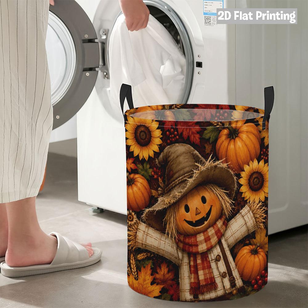 Collapsible Laundry Basket Large Round Waterproof Fabric Hamper Dirty Clothes Storage Bin Toy Organizer with Handles