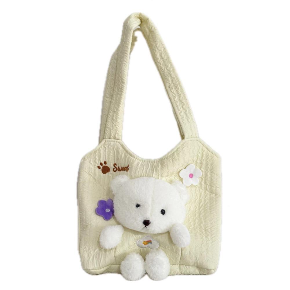 Large Capacity Shoulder Bag Kawaii Underarm Bag Fashion Plush Bear Bag  Girls