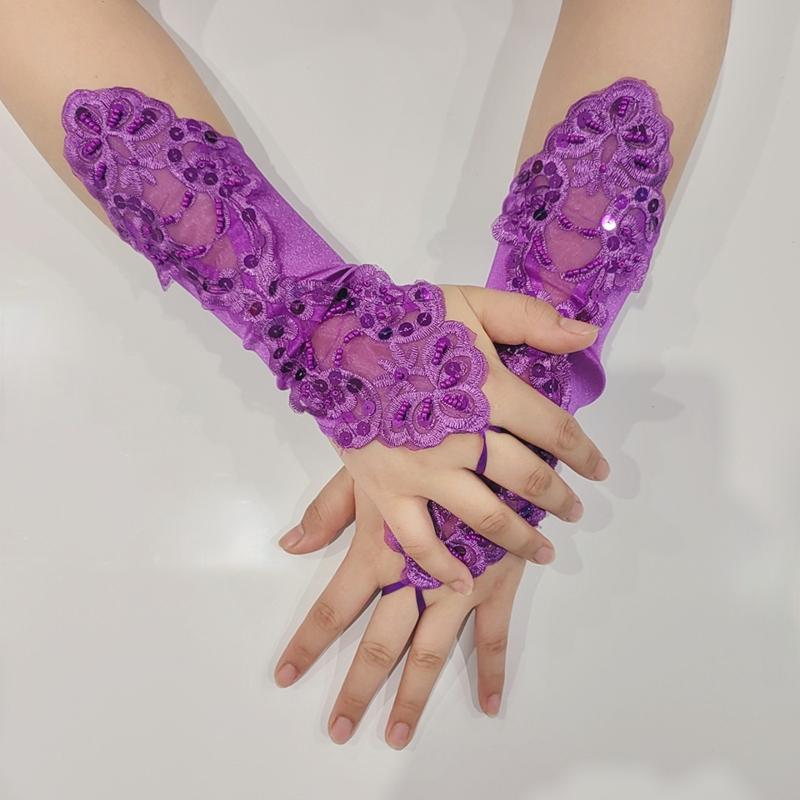 

Элегантные кружевные перчатки-крючки на пальцы с вырезами и пайетками, свадебные перчатки для невесты, длинные перчатки без пальцев, женские аксессуары для танцевальной вечеринки