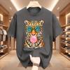Trendy Leopard Unisex T Shirt Bubblegum Sunglasses Big Cat Graphic T Shirts Retro Animal Printed Tshirt Cotton Short Sleeve Tops