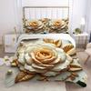 Golden Floral Bedding Set Duvet Cover Set Quilt Cover With Pillowcase For Bedroom Decor Birthday Gift Halloween Christmas Gift