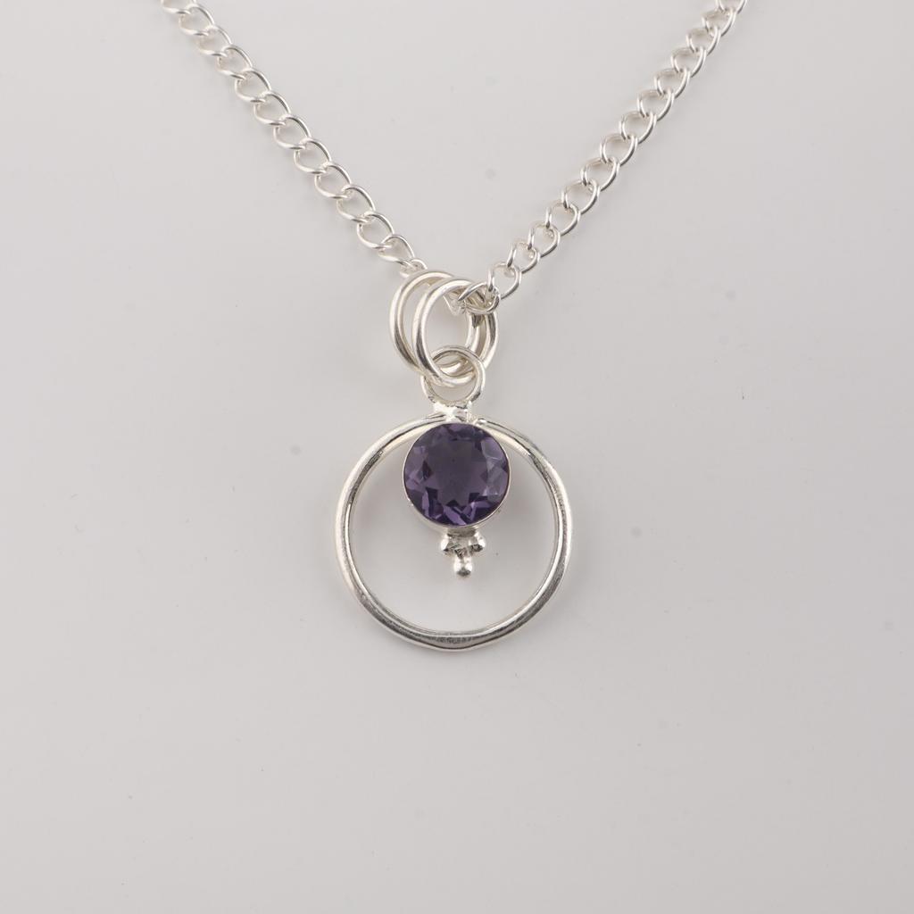 Iolite Gemstone 925 Sterling Silver Handmade Women's Necklace Elegant Pendant 1.2" PP-68-9