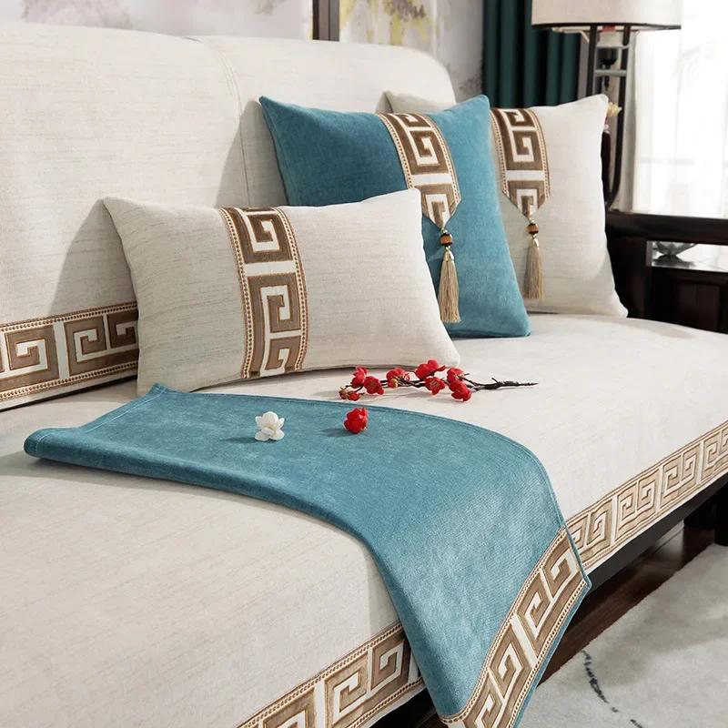 Chinese Style Chenille Sofa Covers Slipcovers Sofa Towel Universal Non-slip Couch Cover for Living Room Decorative Capa De Sofa