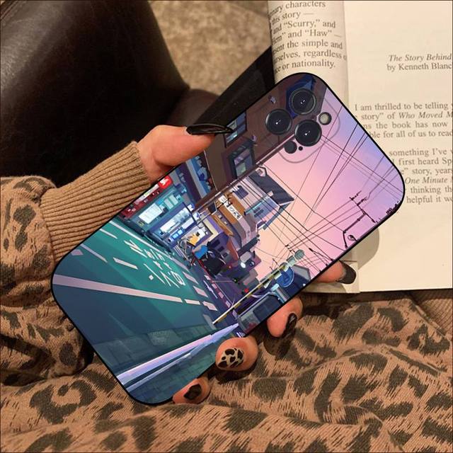 Anime Handmålat Huslandskap Mobilskal För Iphone 8 7 6 6s Plus X Se 2020 Xr Xs 14 11 12 13 Mini Pro Max Mobilskal