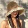 New Women'S Lace Sun Hat Wide Along The Beach Hat Summer Straw Hat Folding Sun Hat Head Women'S Beach Uv Protection Hat