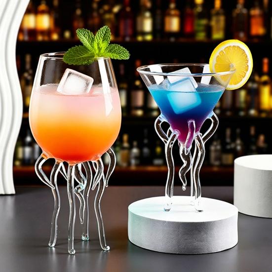 Octopus Wine Glass, Jellyfish Shaped Martini Cup, Creative Cocktail Glass for Juice Bar, Novelty Home Decor Gift