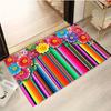 Colored Floral Stripes Flannel-printed Floor Mats Has a Non-slip Function Is Suitable for Entrances Bathroom Welcome Carpets