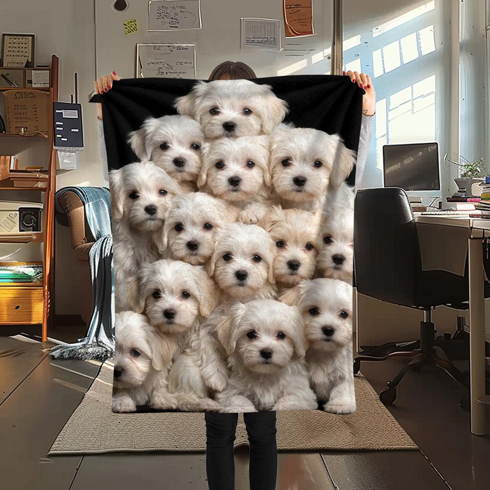 Many cute puppies Print Flannel Blanket,High quality Comfortable for All Seasons,Home Decor,Warmth and Comfort,Perfect for Christmas Gifts