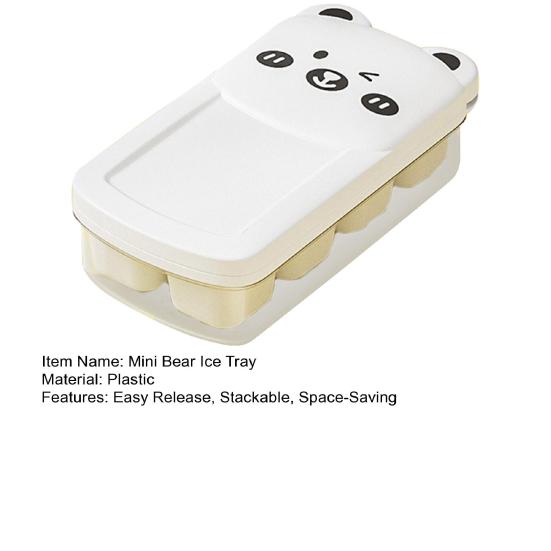Mini Bear Ice Cube Tray with Lid Food-Grade Silicone Ice Mold Easy Release Ice Cube Maker BPA-Free Kitchen Food Freezer Tray