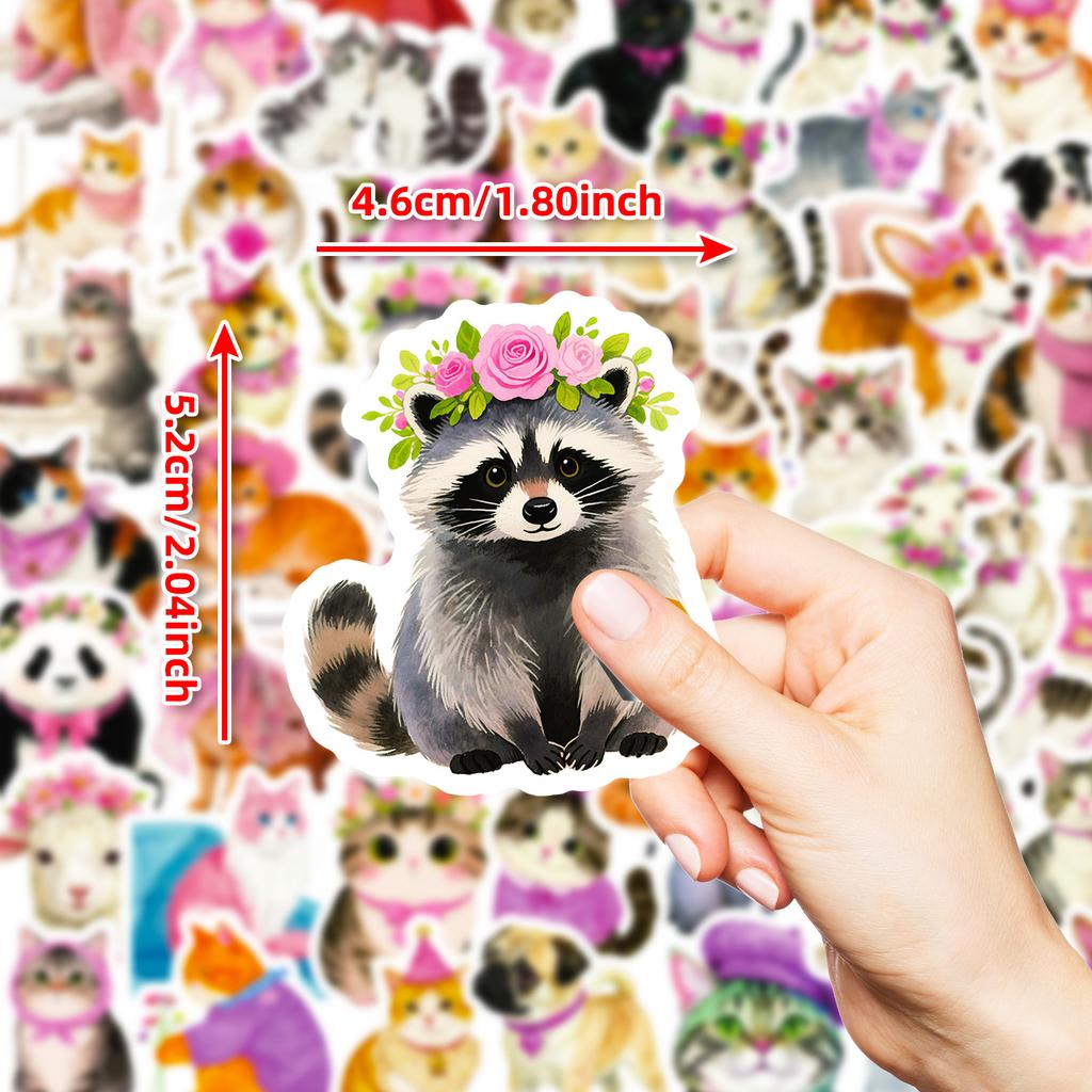56 Cute Kitten Graffiti Stickers, Various Animal Suitcases, Handbooks, Notebooks, Decorative Stickers