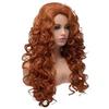 Long Auburn Wigs for Women Synthetic Curly Wig with Free Side Bangs Long Curly Wig for White Woman Drag Queen Costume Cosplay