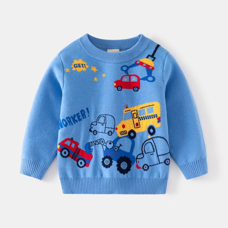 Двухслойный утолщенный хлопковый пуловер для детей Light Blue Size 100 (Recommended for Height 90cm)