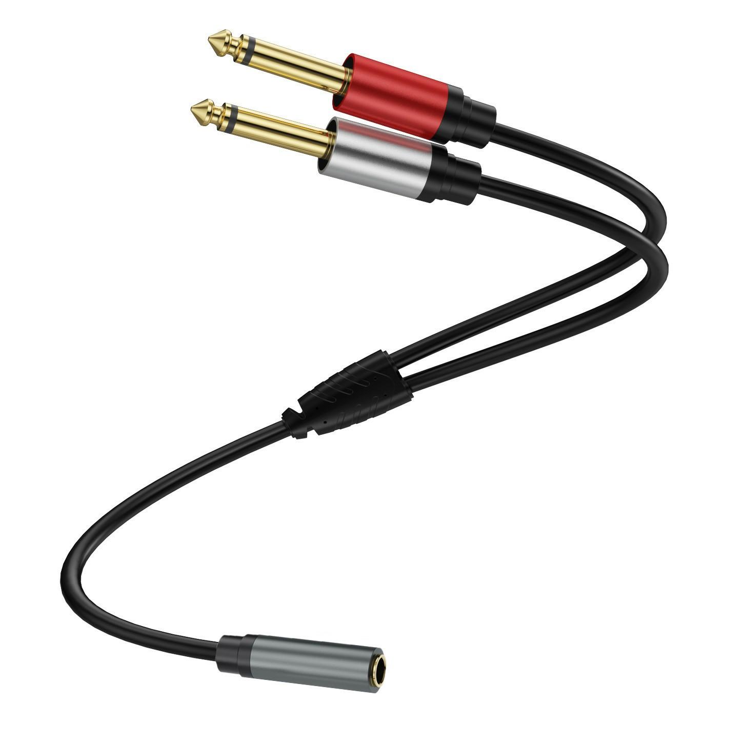 

0.3m 6.35mm Stereo Female TRS to Dual 1/4 Inch Male Mono Y Splitter Breakout Cable Patch Cord As Shown A