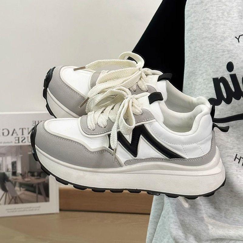 Sports Women's Shoes 2025 New Spring and Autumn Casual Retro Versatile Little White Shoes Platform Forrest Gump Shoes Sports Dad Shoes