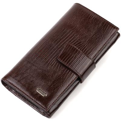 Convenient Vertical Men's Wallet Made of Genuine Textured Leather with Embossed CANPELLINI 21839 Brown