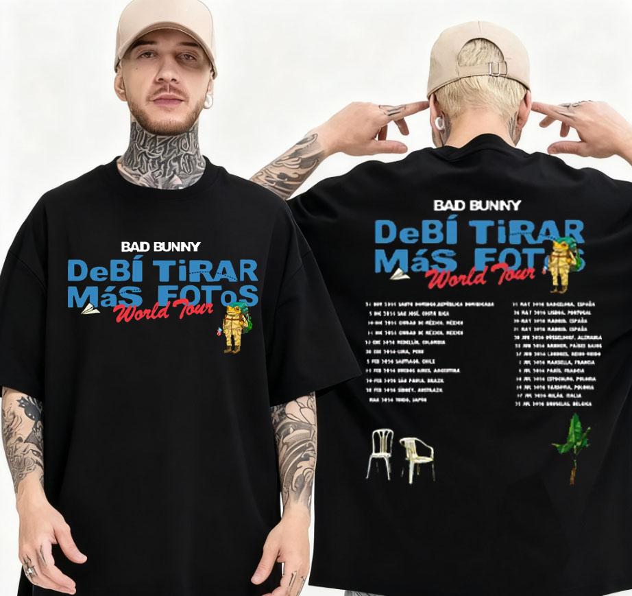 2025 Summer Bad Rabbit DTMF World Tour Tshirt Mens Retro Harajuku Highquality Clothes Pure Cotton Tshirt for Fans