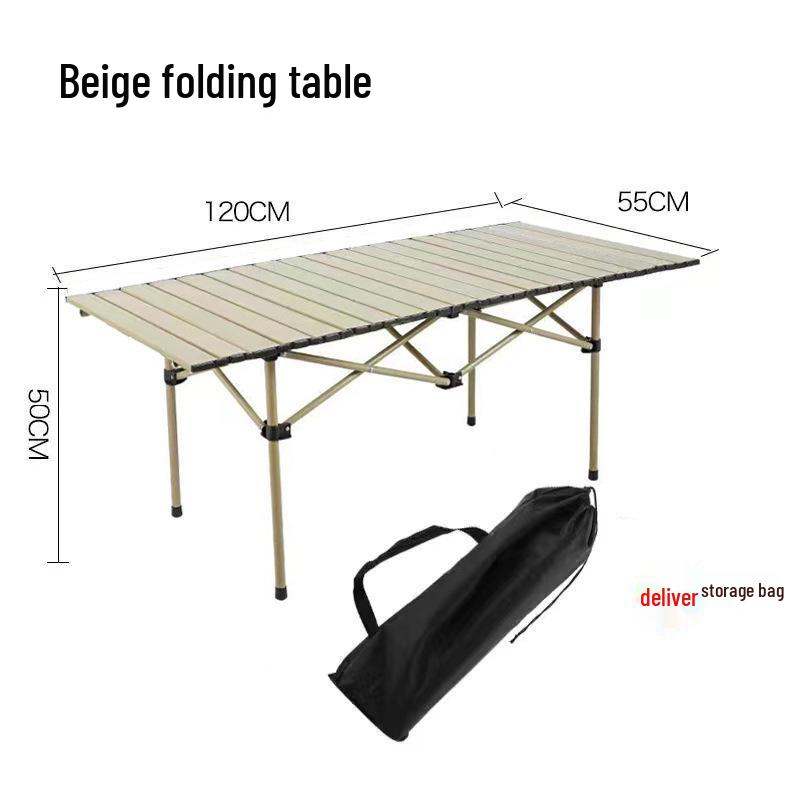 Portable Metal Roll-Up Folding Table for Camping, Picnic, and BBQ