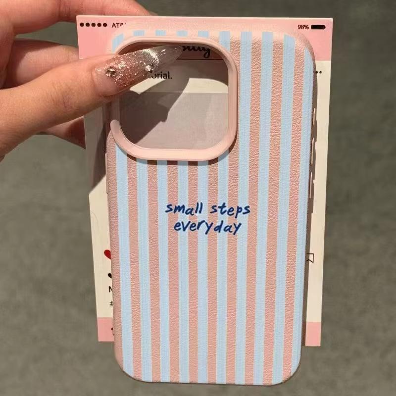 Blue Striped English Slogan Pattern Phone Case For iPhone 17 Pro Max 16 15 14 13 12 11 XS Max X XR 7 8 Plus 16E 17E 17 Air Cover