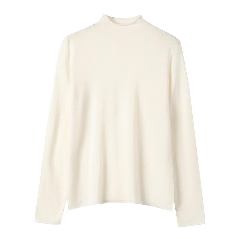 

0 wool knitted sweater women s semi-turtleneck bottoming shirt autumn new inner sweater top wool sweater thin S белый