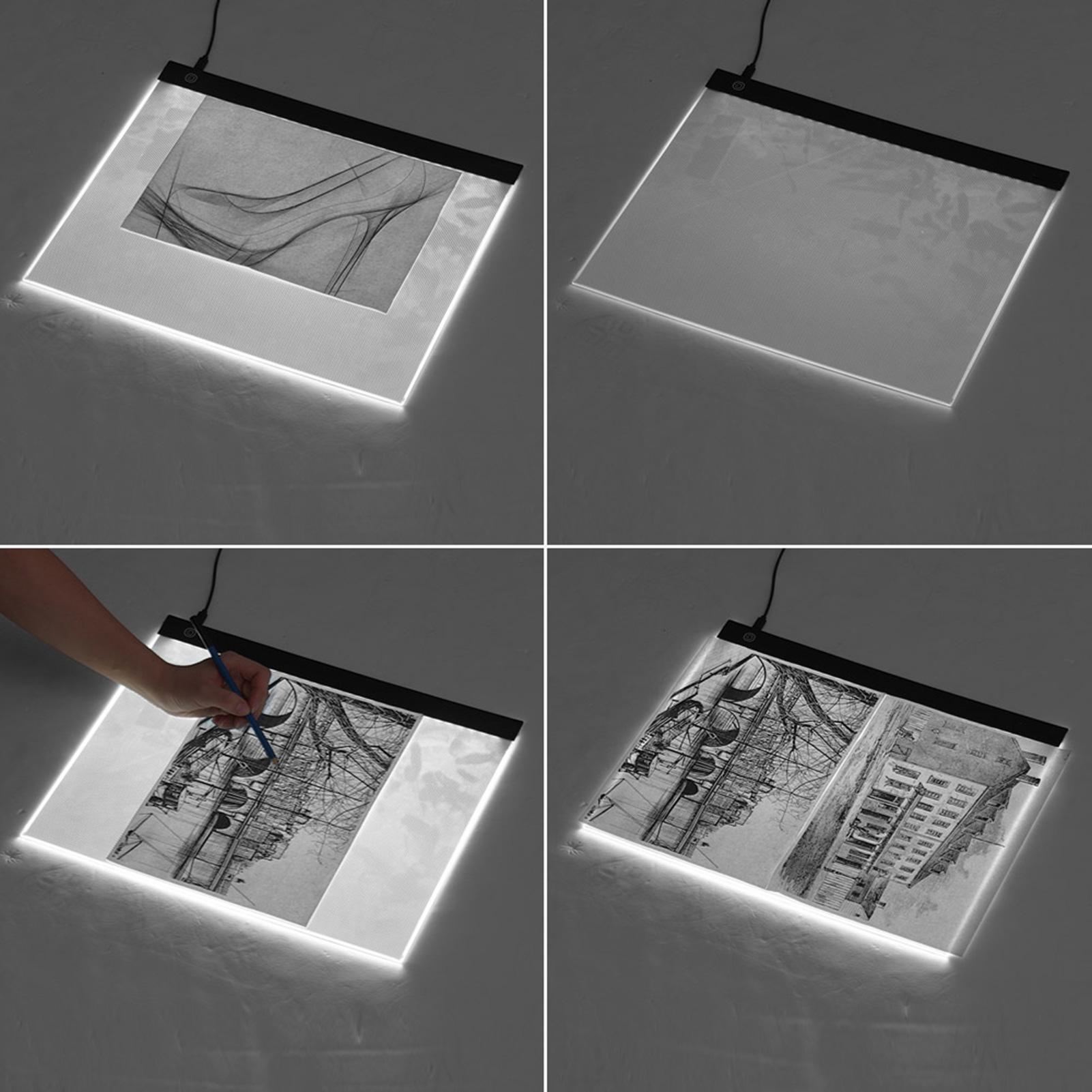 Panel de Luz LED A3 Tableta Gráfica Pad de Luz Tableta Digital Tablero de Copia con Brillo Regulable de 3 Niveles para Calcar gray