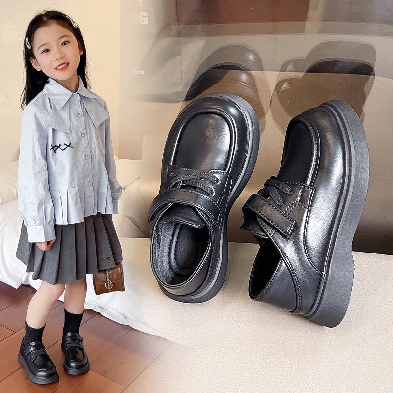 Children's Black British Style Leather Shoes - Suitable for Boys and Girls In Primary School, Perfect for Spring, Autumn, and All Seasons.