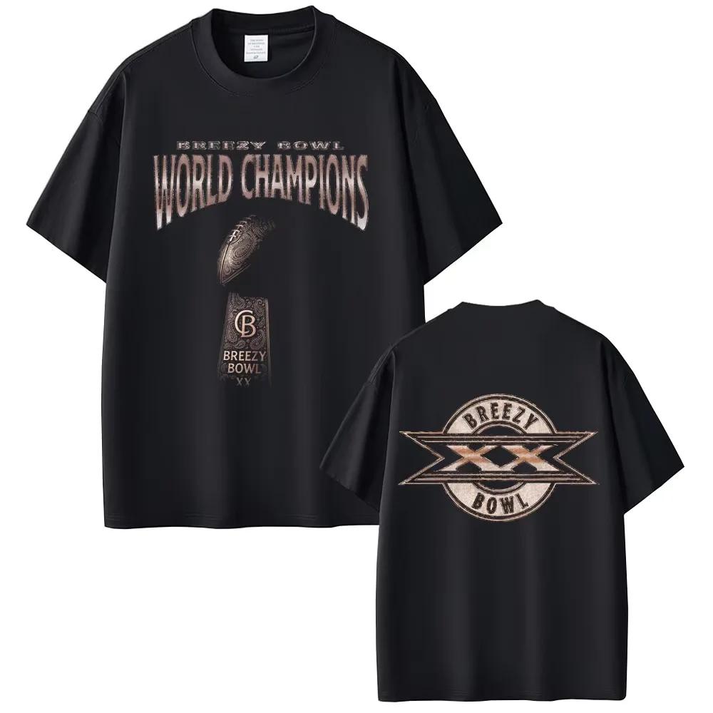 Rapper Chris Brown Breezy Bowl XX Tour 2025 Tshirt Unisex Women Hip Hop Fashion Oversized Short Sleeve T Shirts Streetwear Unisex