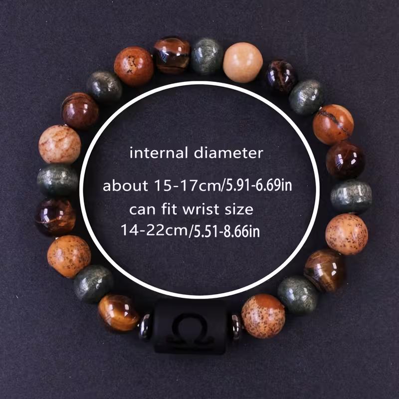 12 Constellations Natural Stone Beaded Bracelet Zodiac Tiger Eye Stone Bracelet for Women Men