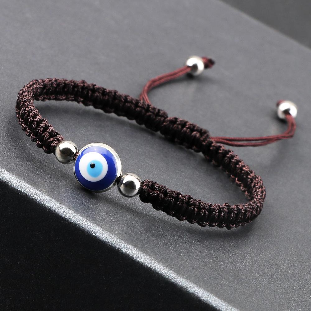 Ethnic Pearl & Evil Eye Cartoon Friendship Bracelet - Handmade Woven String