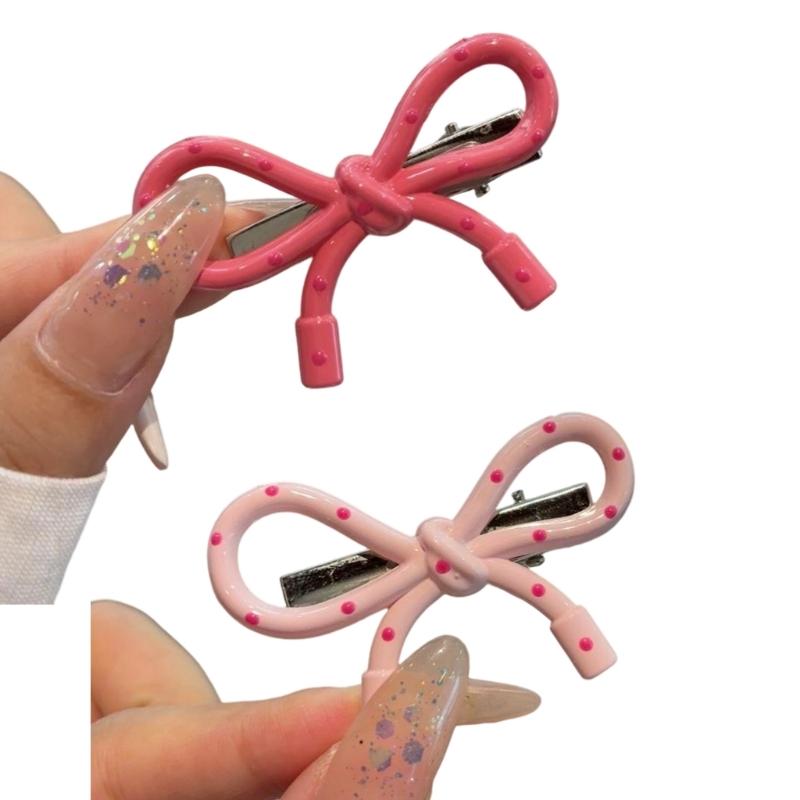 

1 Pair Cute Bowknot Dot Hair Clip Adorable Girl Side Bangs Clip Aesthetic Butterfly Knot Hair Women Accessories 1