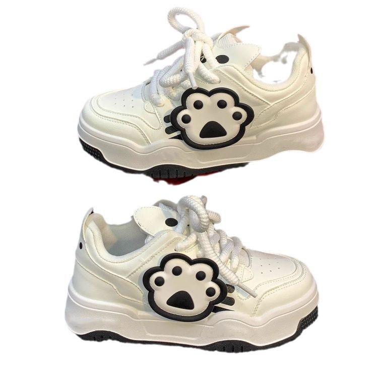 Cute cat claw bread shoes women's 2025 autumn new fashion sports versatile thick baseplate shoes casual white shoes