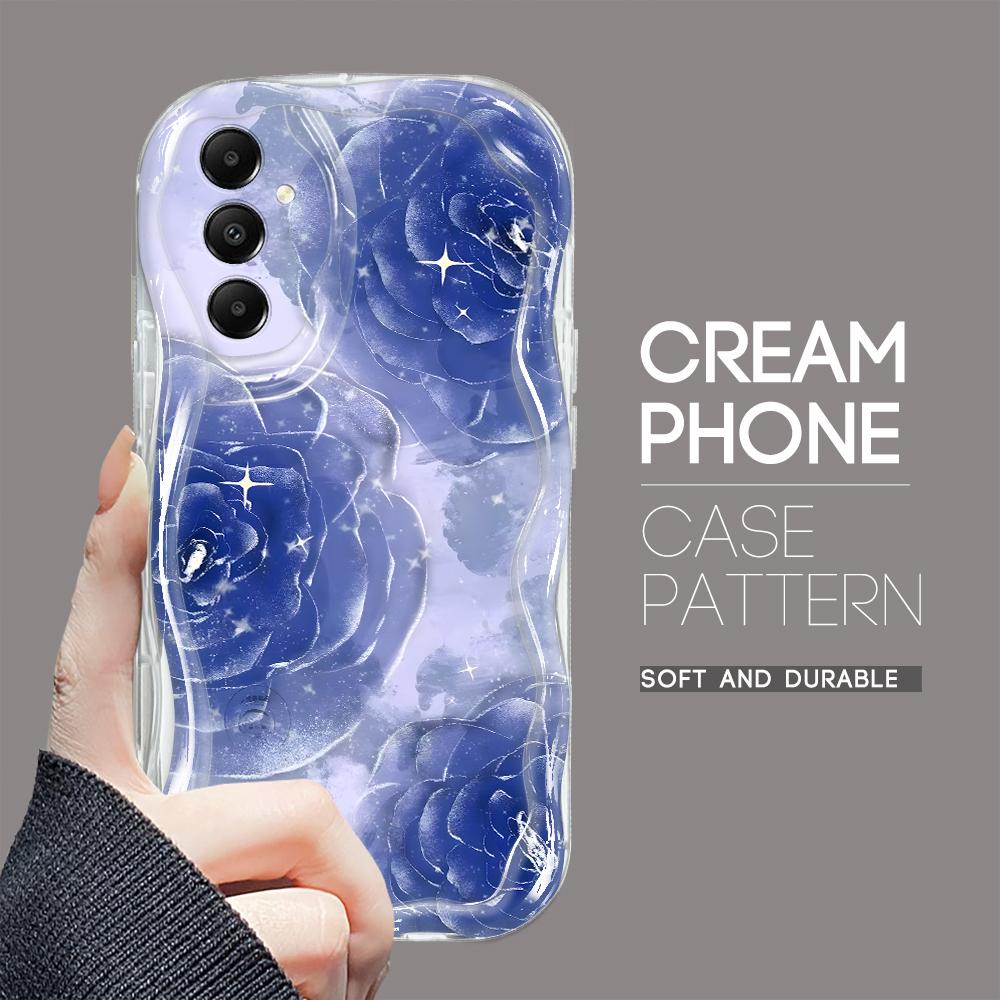 Cute Cartoon Pattern Cream Texture Casing Wavy Edge Soft Silicone Cover Phone Case for Samsung