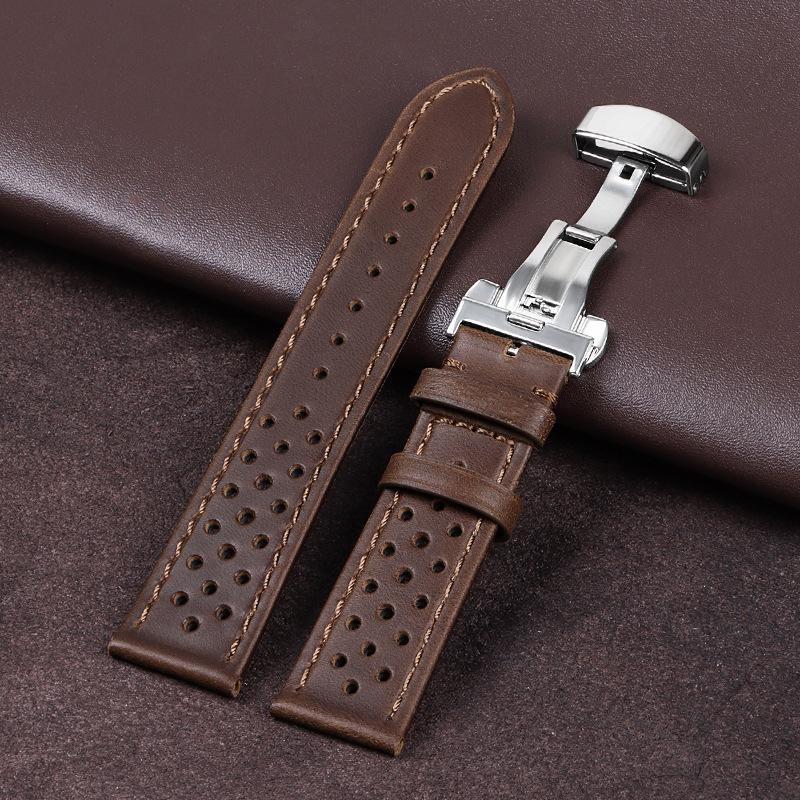 Breathable Genuine Leather Watchbands Women Men 5 Colors Strap 20mm 22mm 24mm Smart Watch Band Deployment Clasp