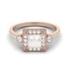 1.27 Cts Pearl Square Shape Solitaire 925 Sterling Silver Rose Vermeil Wedding Women Ring
