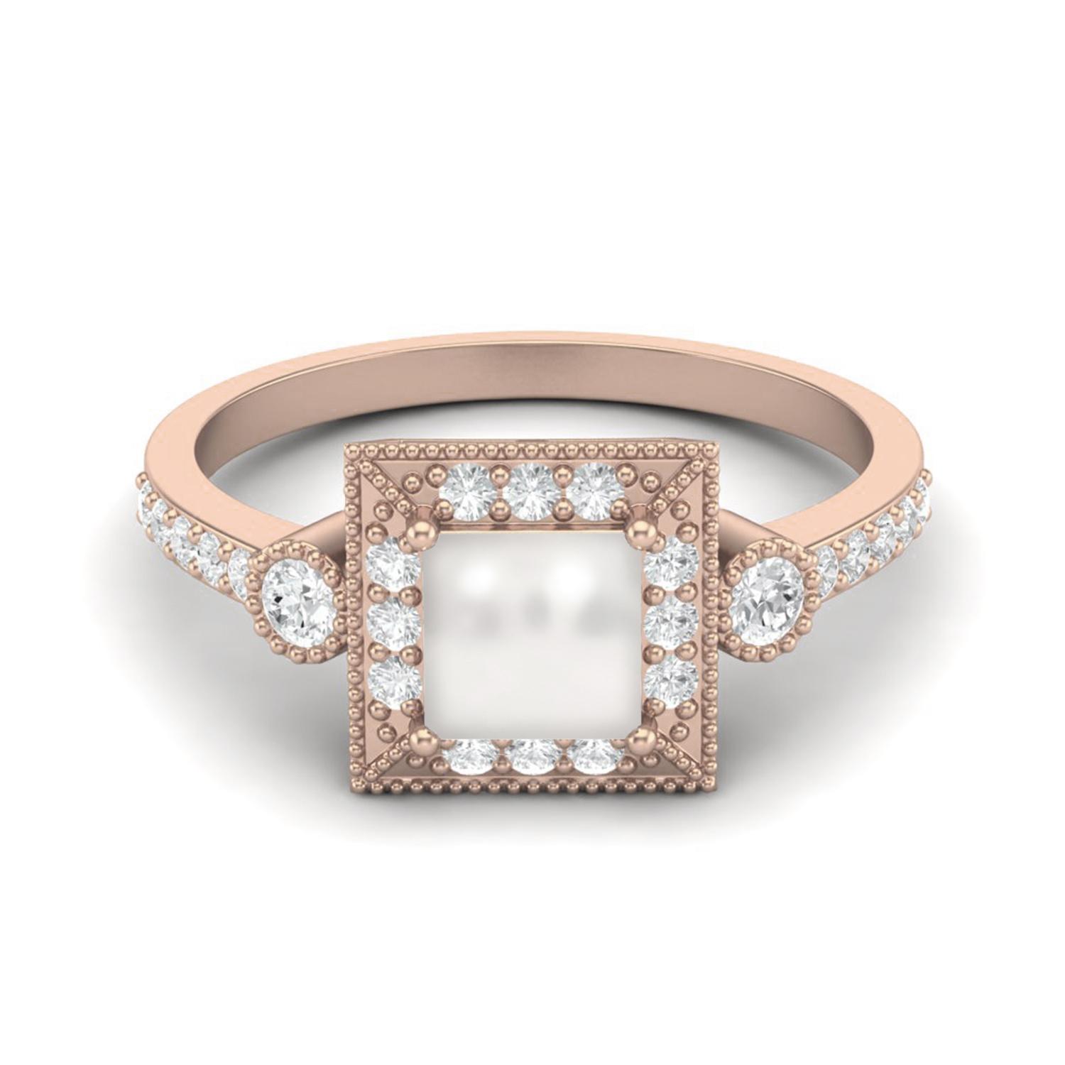 

1.27 Cts Pearl Square Shape Solitaire 925 Sterling Silver Rose Vermeil Wedding Women Ring 10 ярко-розовый