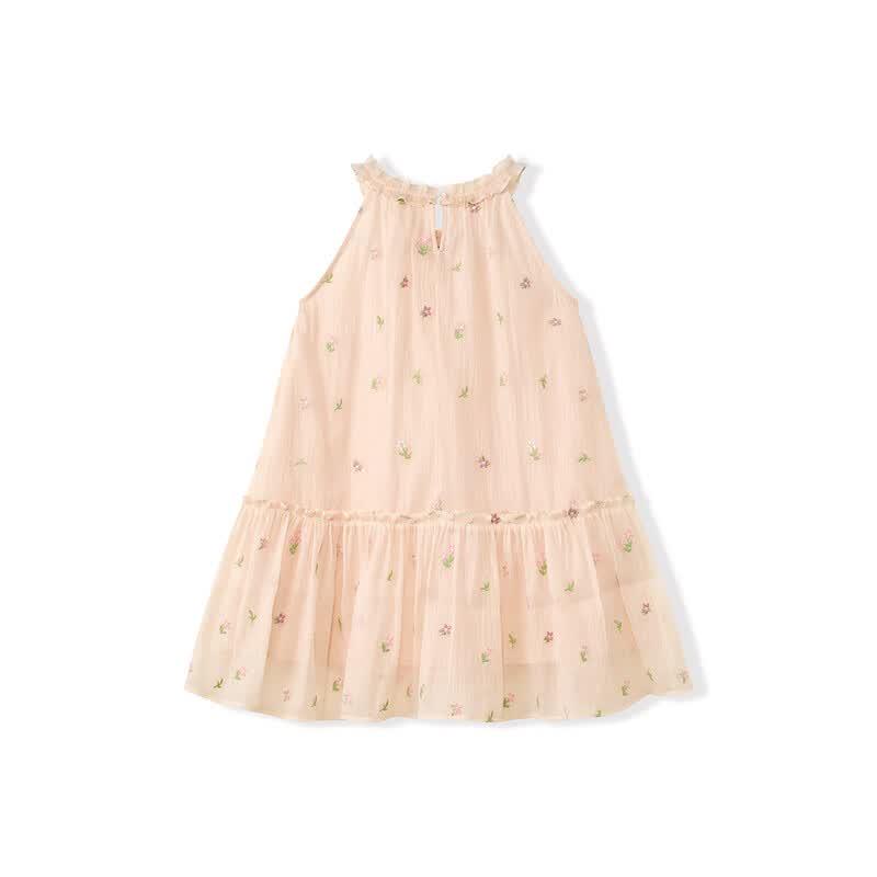 ASK JUNIOR Girls' Summer Sleeveless Halter Princess Mesh Dress