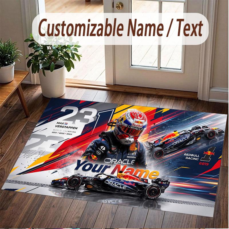 Tappeto Personalizzato Modello Max Verstappen Stampa Nome Testo Morbido Antiscivolo Tappeto per Pavimento per Decorazione Interna Casa