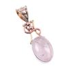 Natural Rose Quartz 925 Solid Sterling Silver Jewelry TwoTone Pendant 1.75" q2T91