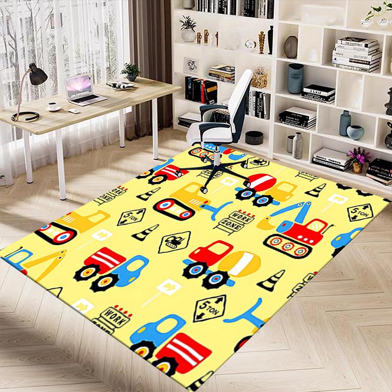 1PC construction vehicles Non-Slip Floor carpet, Office, family, bedroom, Studio - Large Area Rug, Vibrant Colors, Longlasting Material-X417